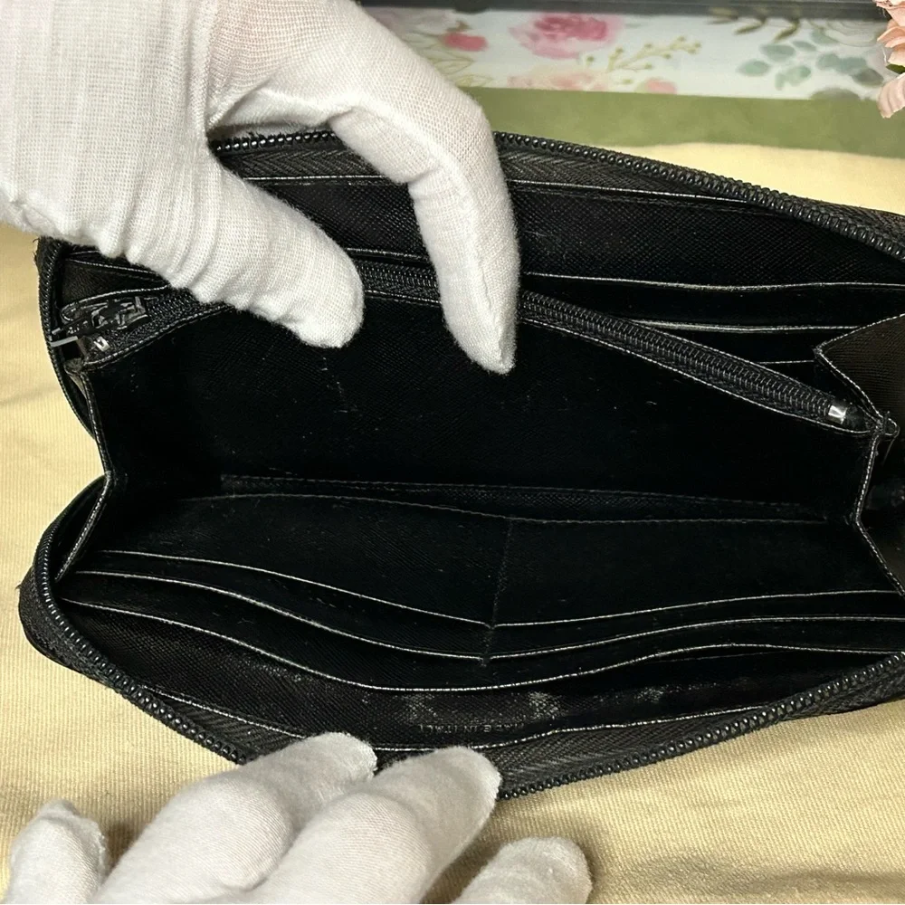 Prada Black Saffiano Leather Zip Wallet